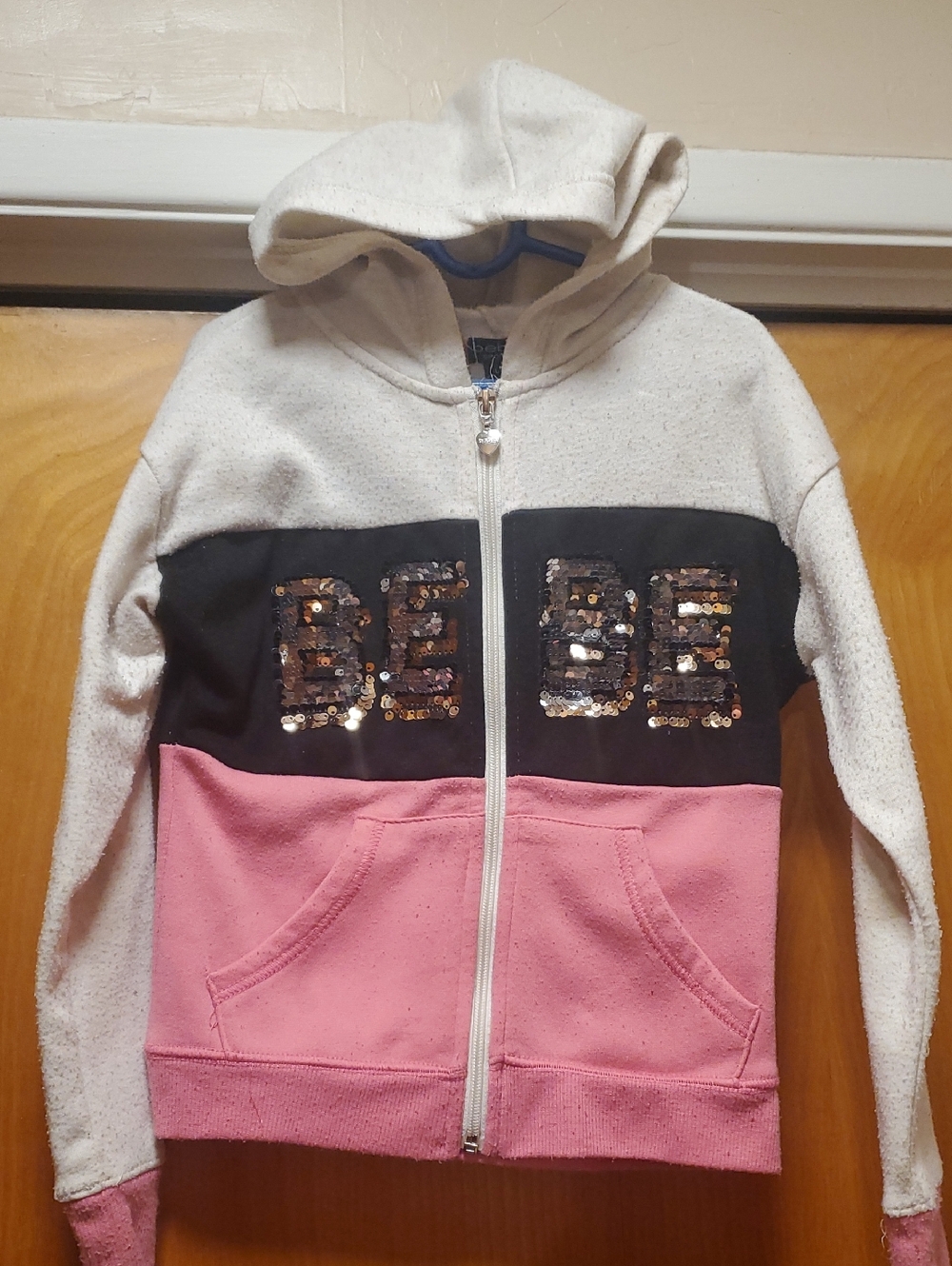 Bebe Sequins Zip Hoodie Size L (6x)